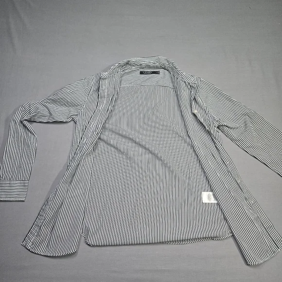 Lauren Ralph Lauren Black Label Career Black & White Striped Shirt Women’s Sz M - Picture 3 of 14